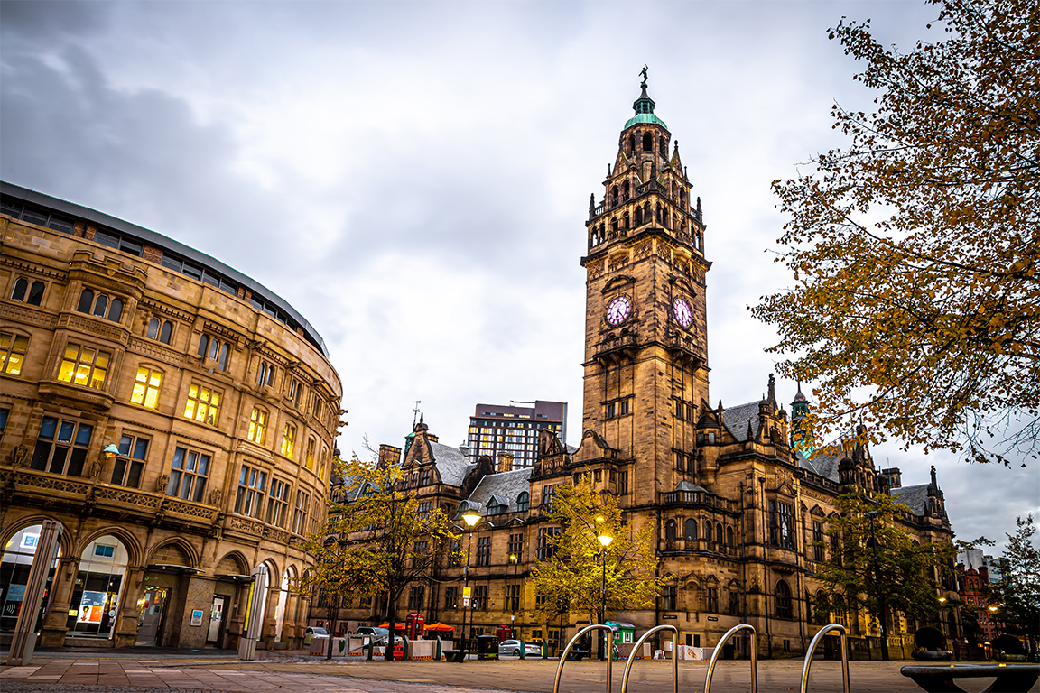 Grand buildings in Sheffield city centre.